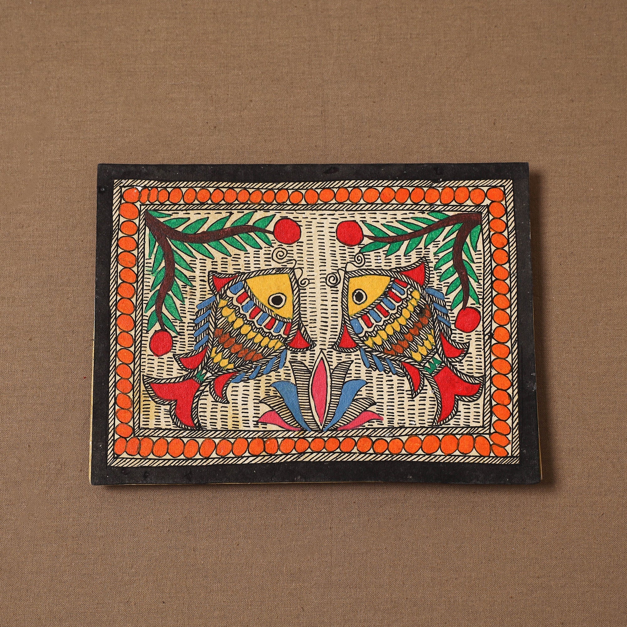 Handpainted madhubani painting by hira devi (5 x 7 in) 184