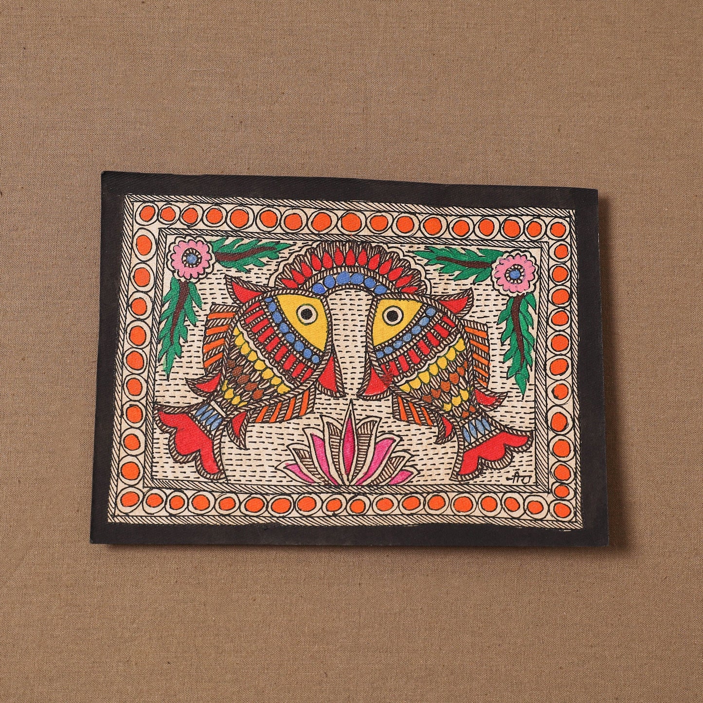 Handpainted madhubani painting by hira devi (5 x 7 in) 185