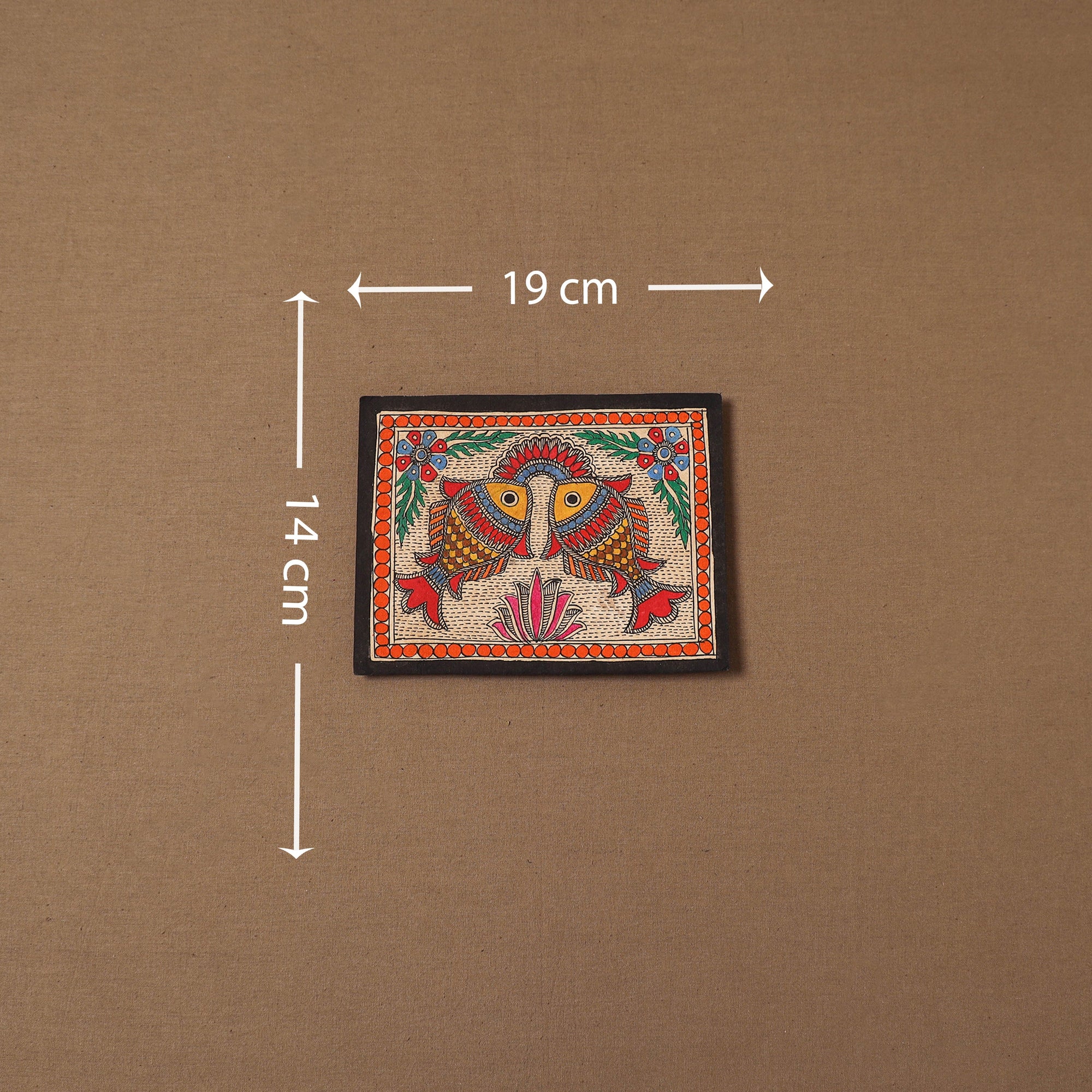 Handpainted madhubani painting by hira devi (5 x 7 in) 186