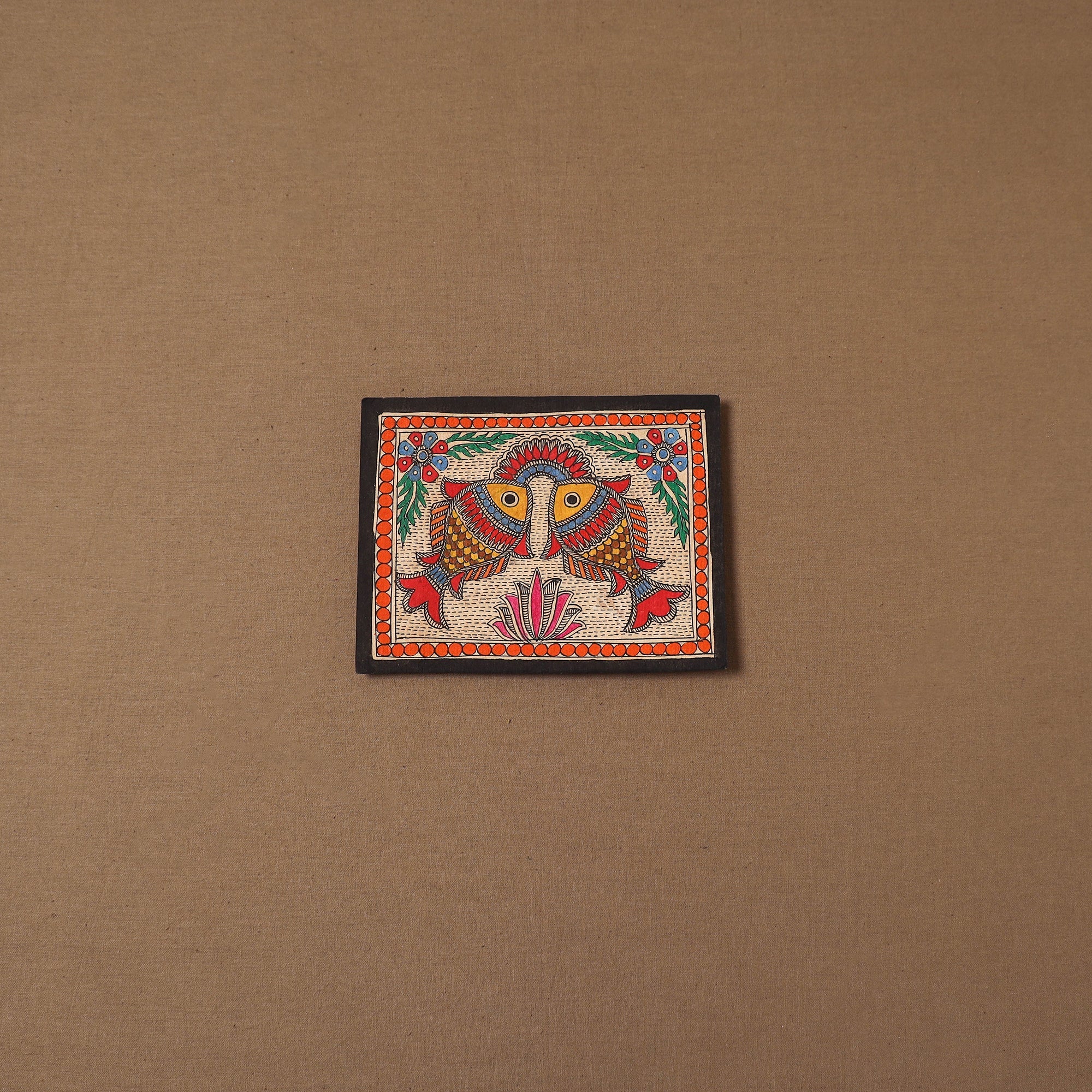 Handpainted madhubani painting by hira devi (5 x 7 in) 186