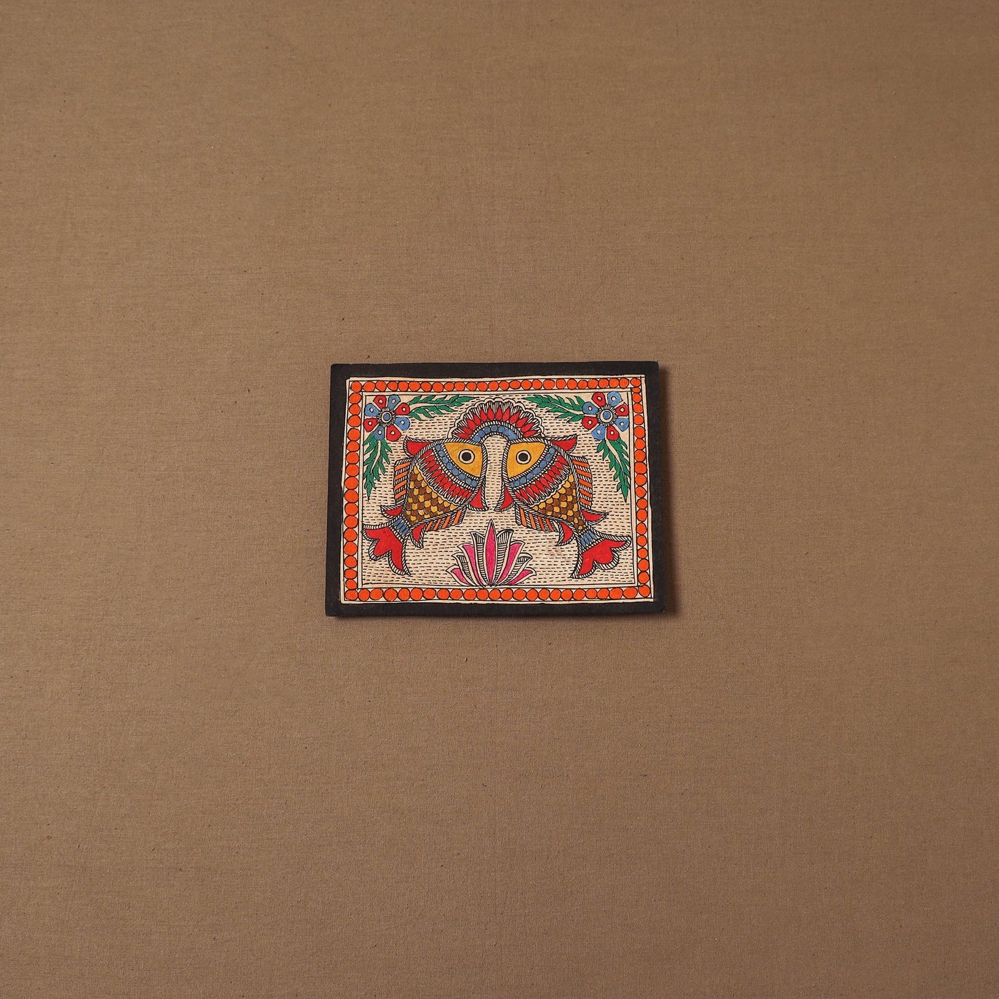 Handpainted madhubani painting by hira devi (5 x 7 in) 186