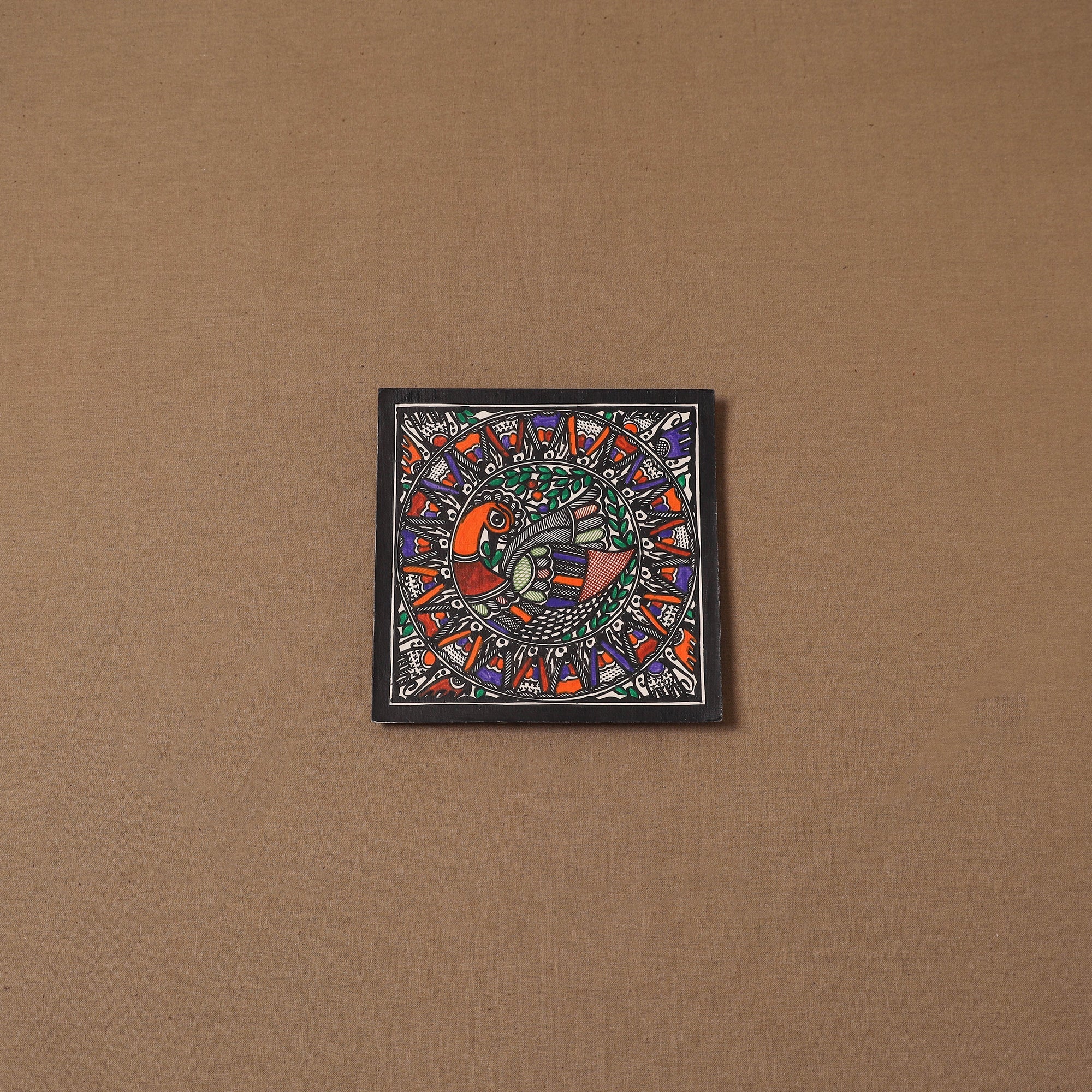 Handpainted madhubani painting by hira devi (6 x 6 in) 136