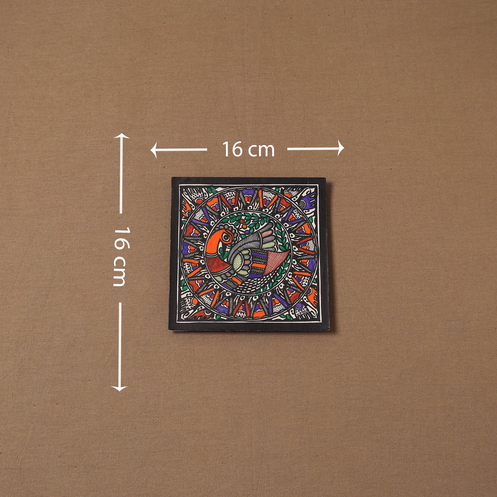 Handpainted madhubani painting by hira devi (6 x 6 in) 136