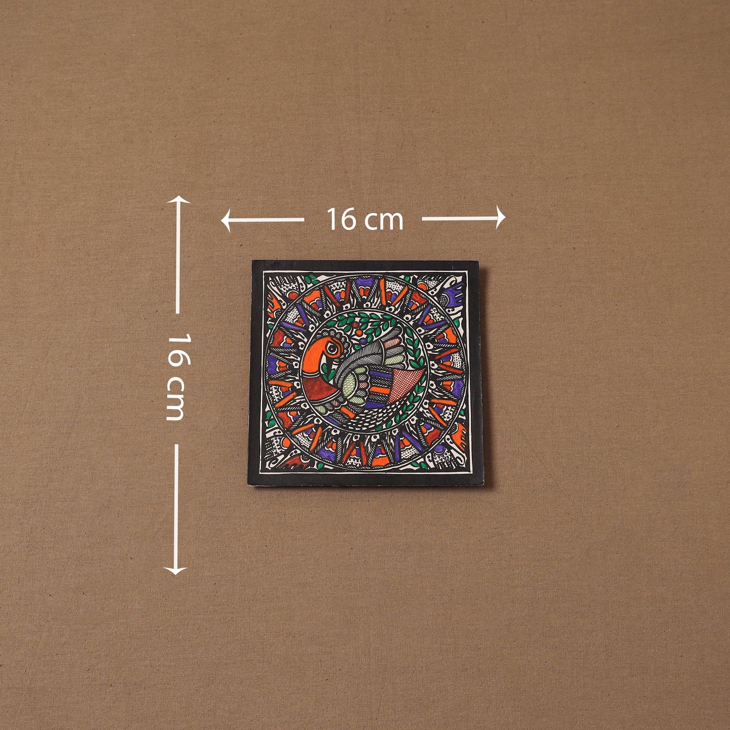 Handpainted madhubani painting by hira devi (6 x 6 in) 136