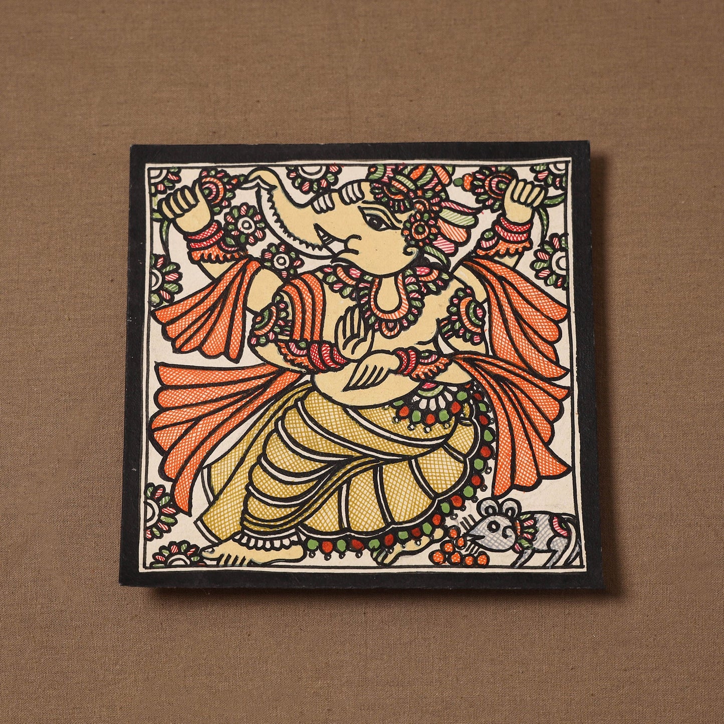 Handpainted madhubani painting by hira devi (6 x 6 in) 141