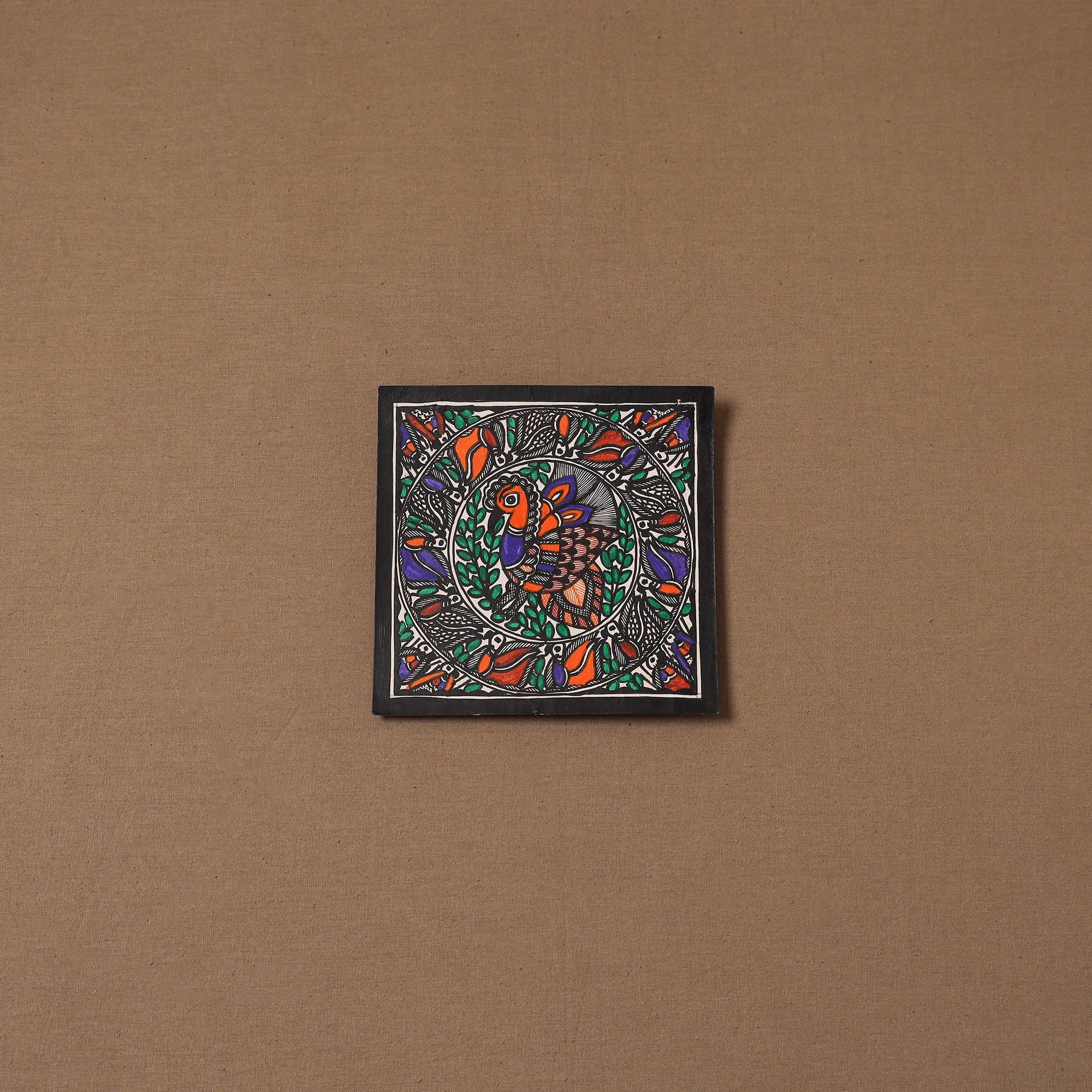 Handpainted madhubani painting by hira devi (6 x 6 in) 143