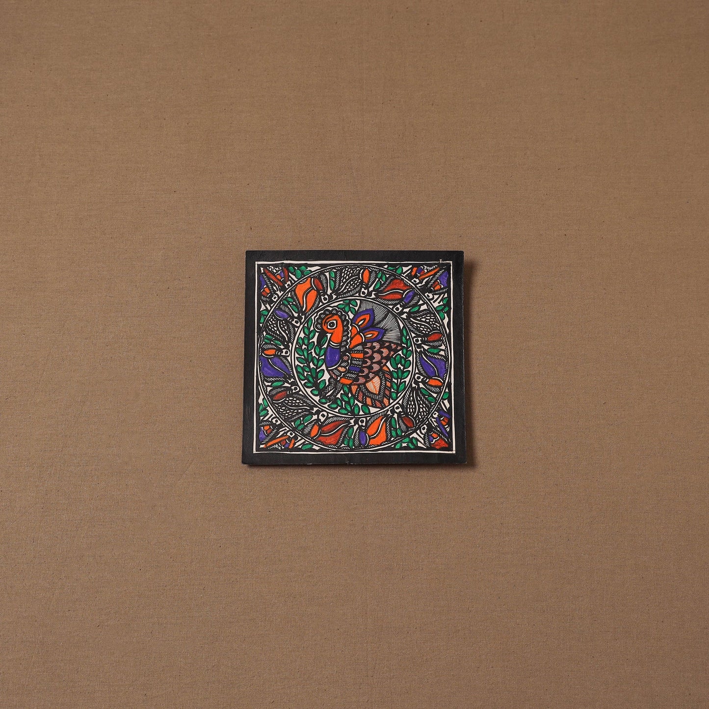 Handpainted madhubani painting by hira devi (6 x 6 in) 143