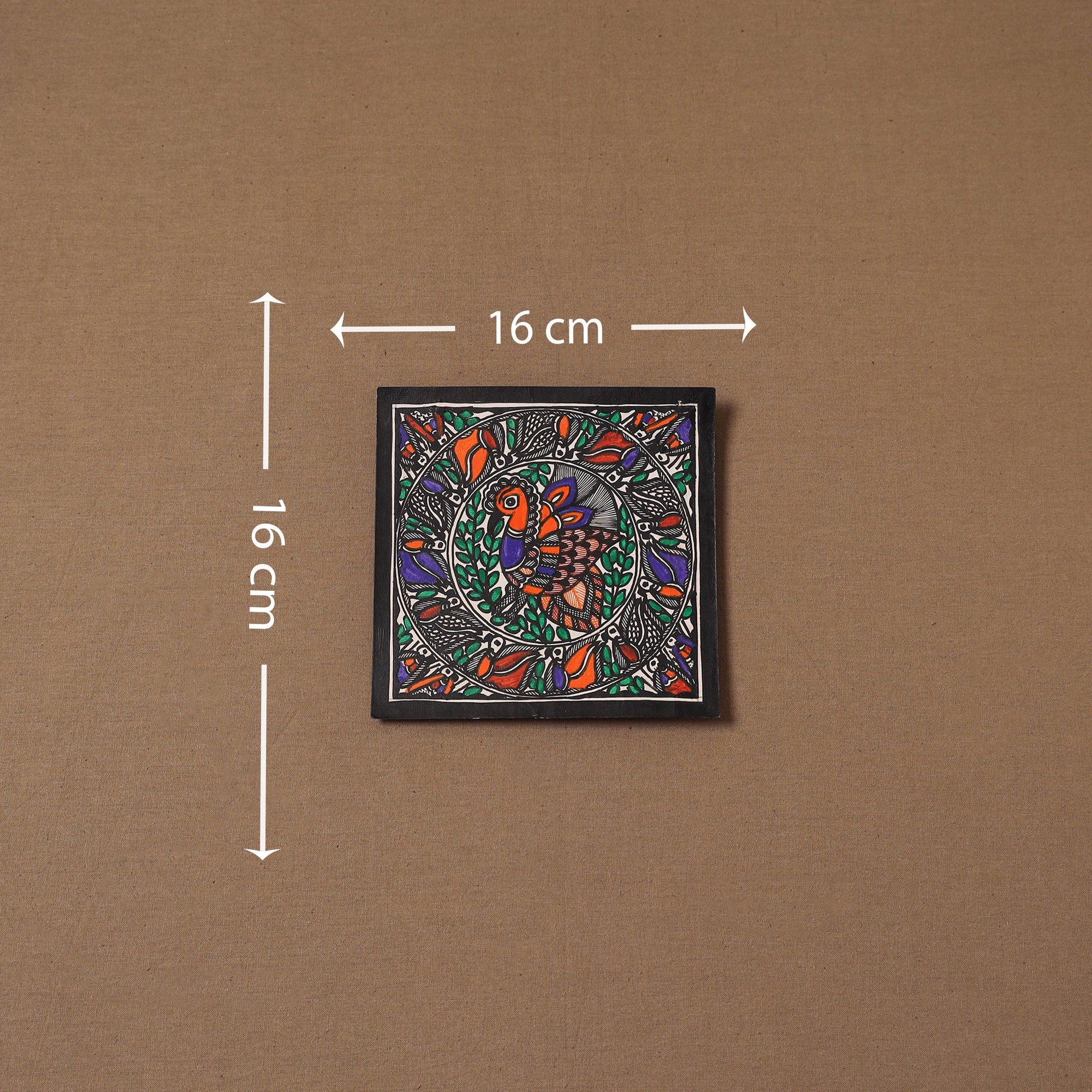 Handpainted madhubani painting by hira devi (6 x 6 in) 143