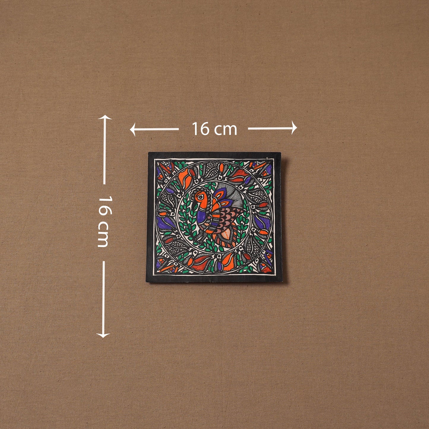 Handpainted madhubani painting by hira devi (6 x 6 in) 143