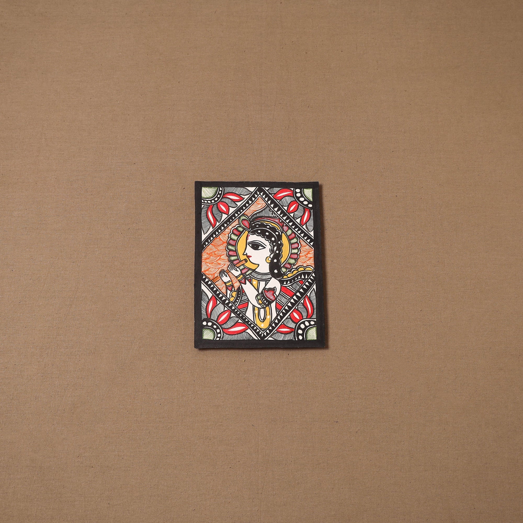 Handpainted madhubani painting by hira devi (7 x 5 in) 148