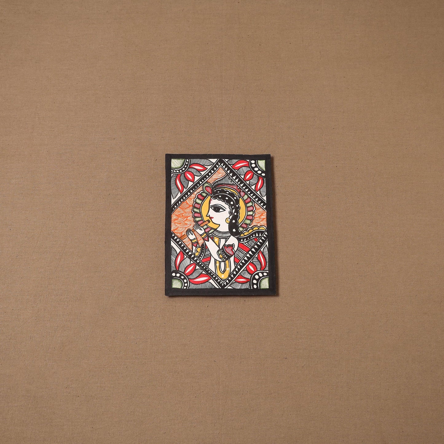 Handpainted madhubani painting by hira devi (7 x 5 in) 148