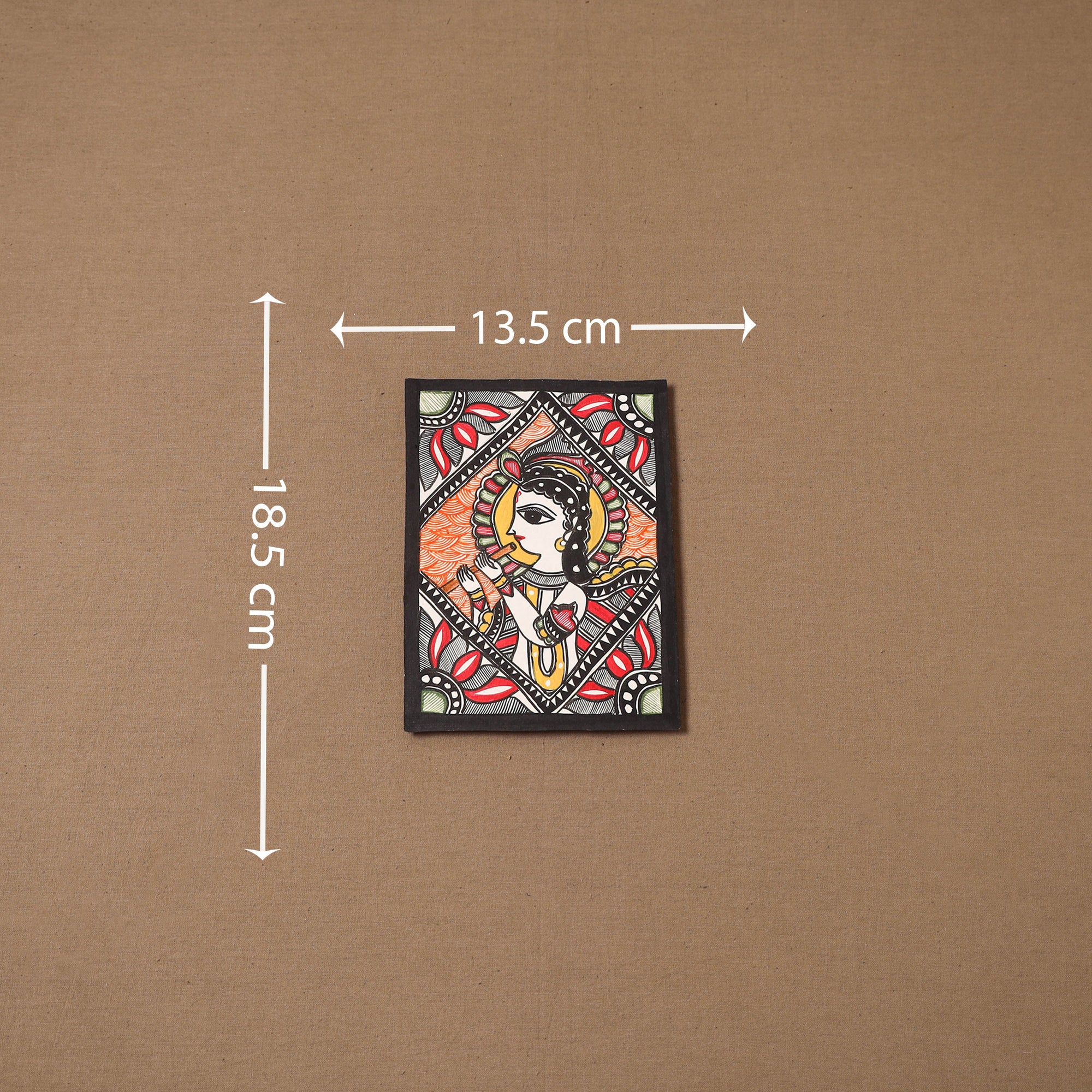 Handpainted madhubani painting by hira devi (7 x 5 in) 148