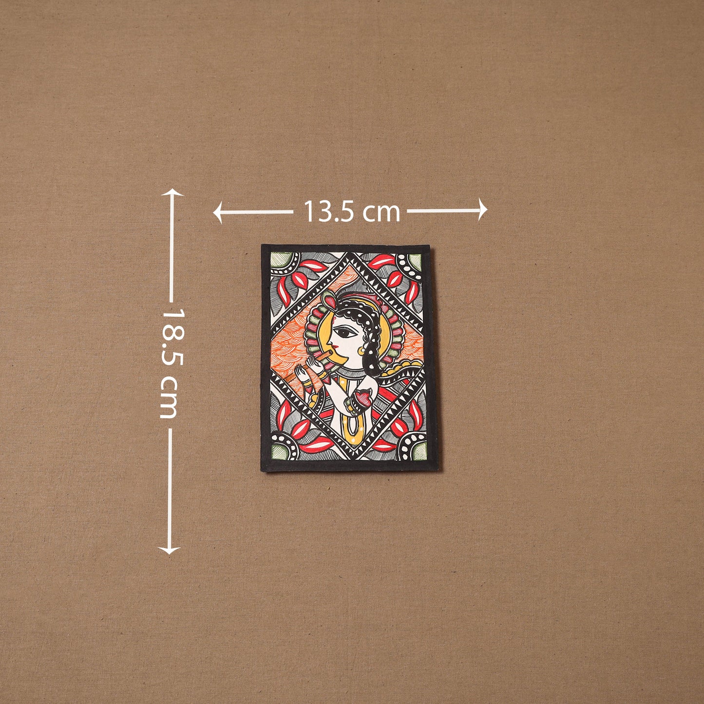 Handpainted madhubani painting by hira devi (7 x 5 in) 148