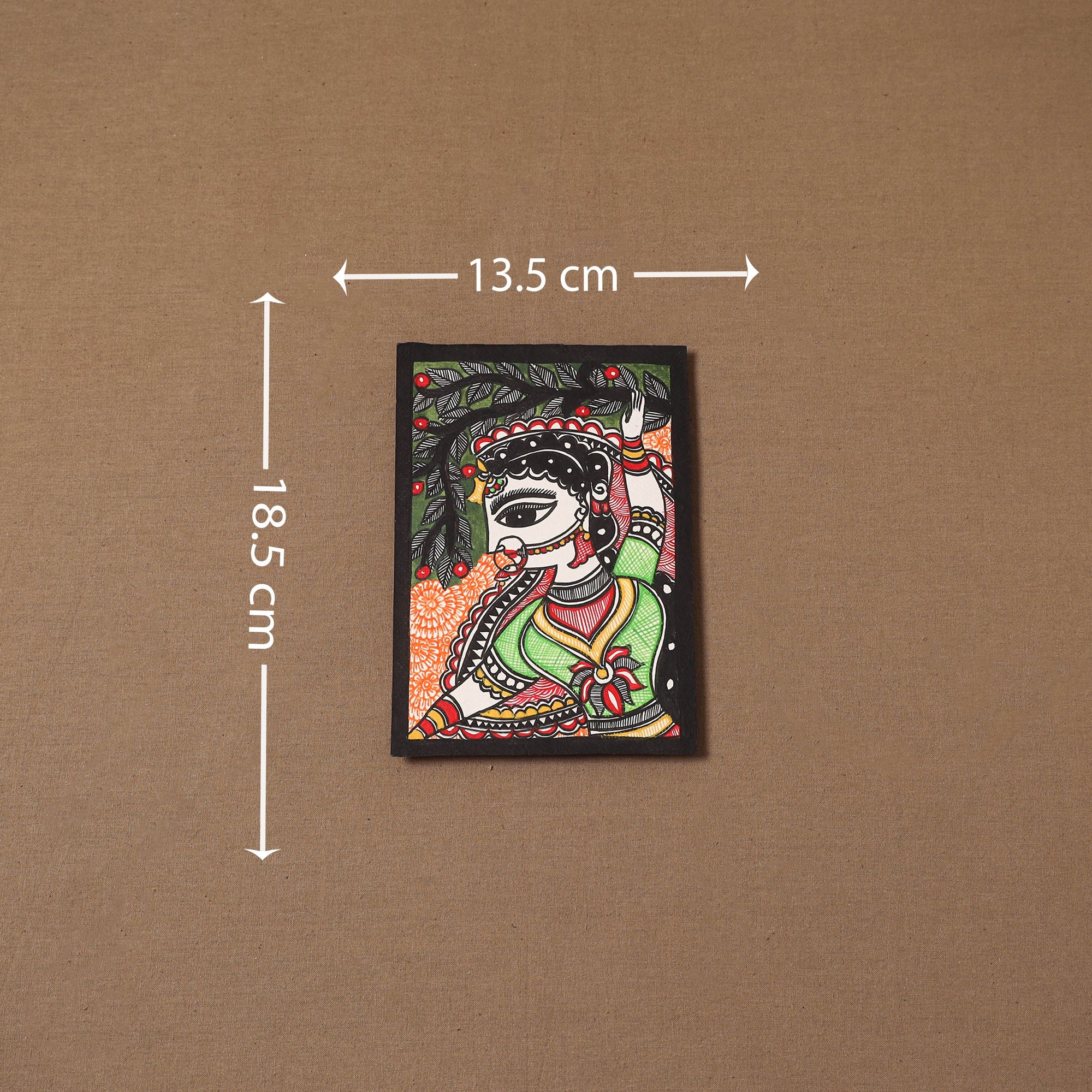 Handpainted madhubani painting by hira devi (7 x 5 in) 149