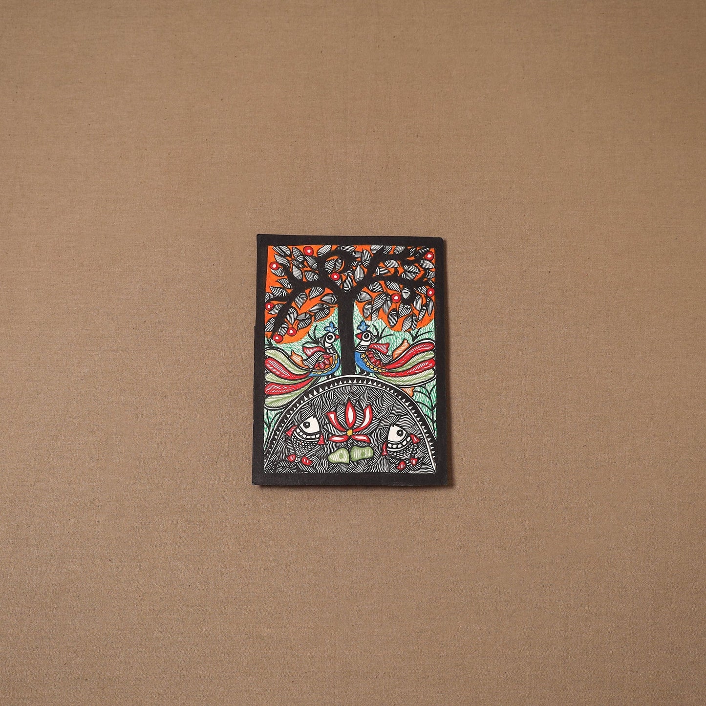 Handpainted madhubani painting by hira devi (7 x 5 in) 150