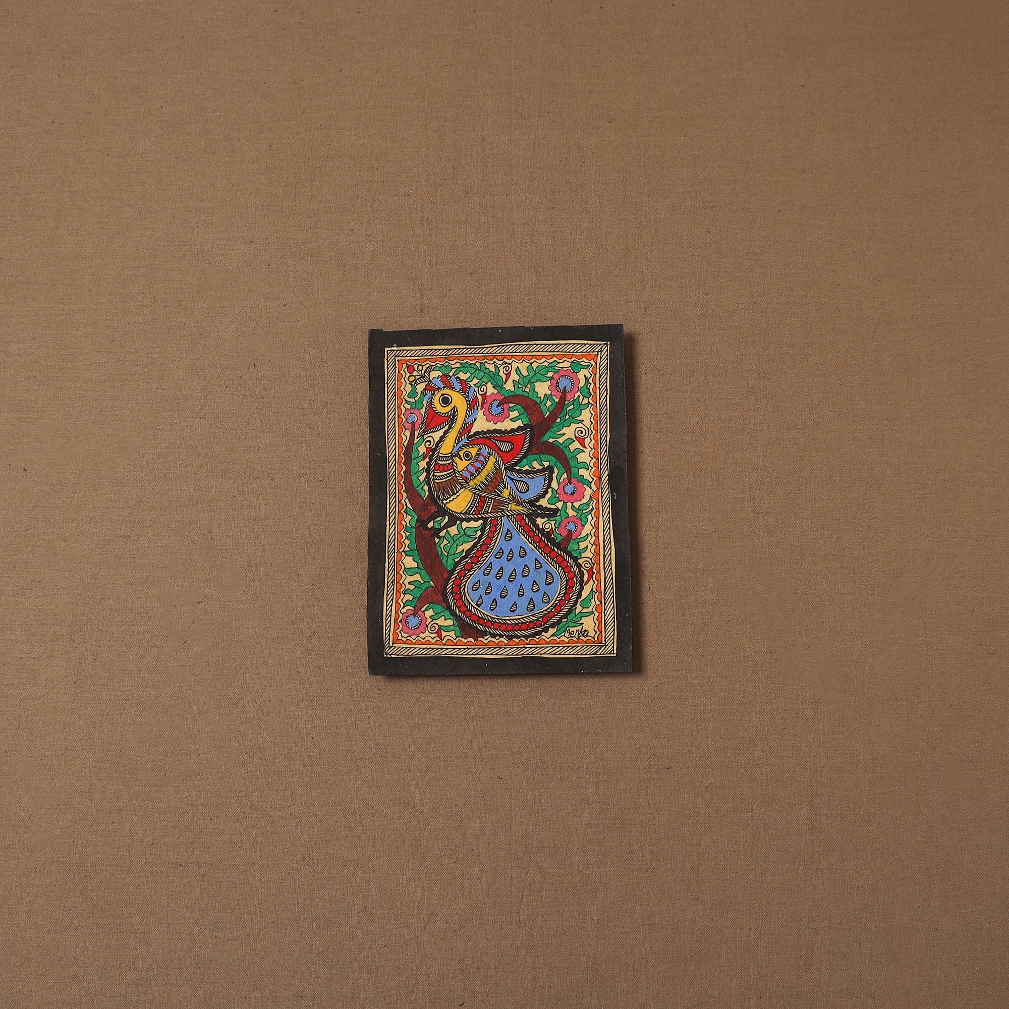 Handpainted madhubani painting by hira devi (7 x 5 in) 187