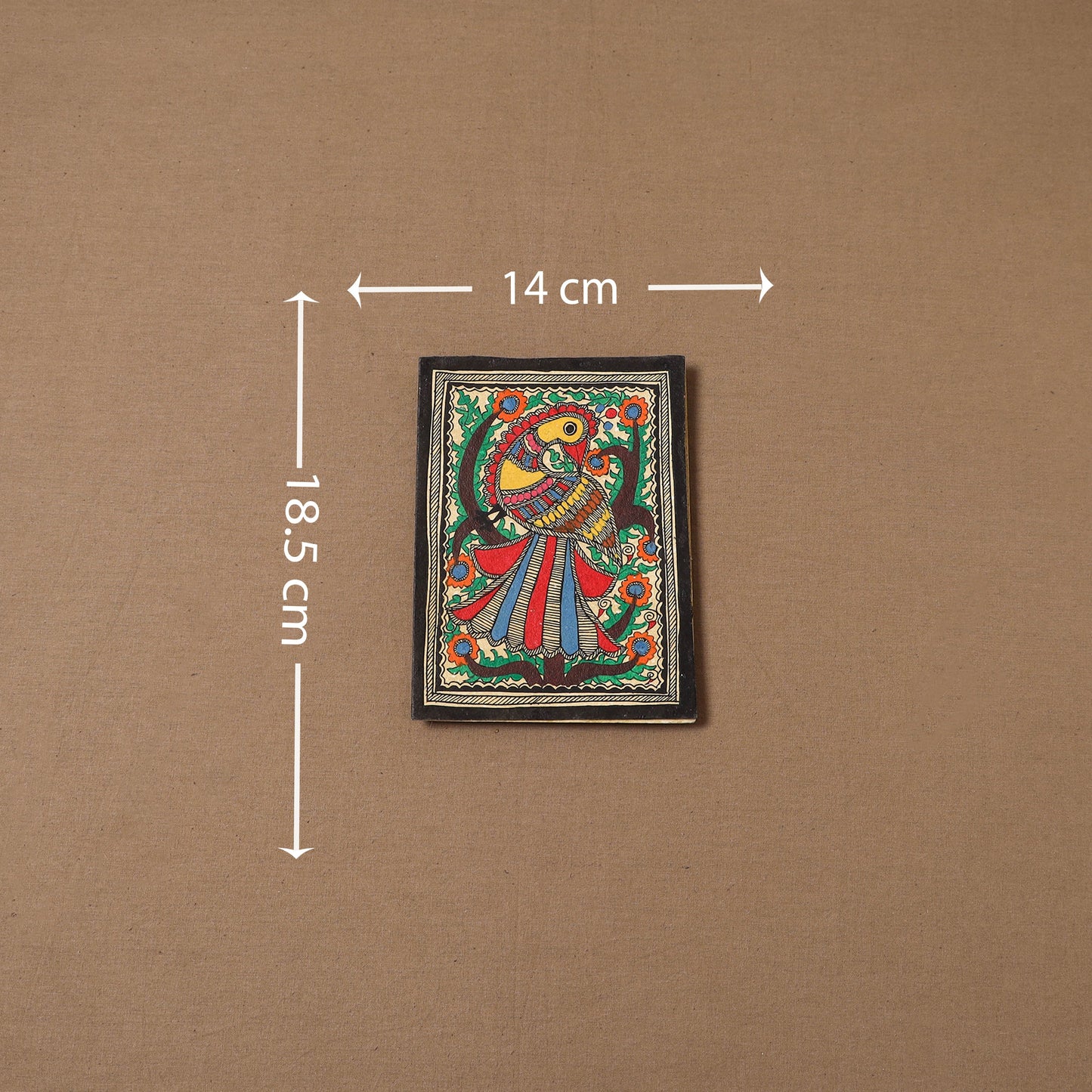 Handpainted madhubani painting by hira devi (7 x 5 in) 188