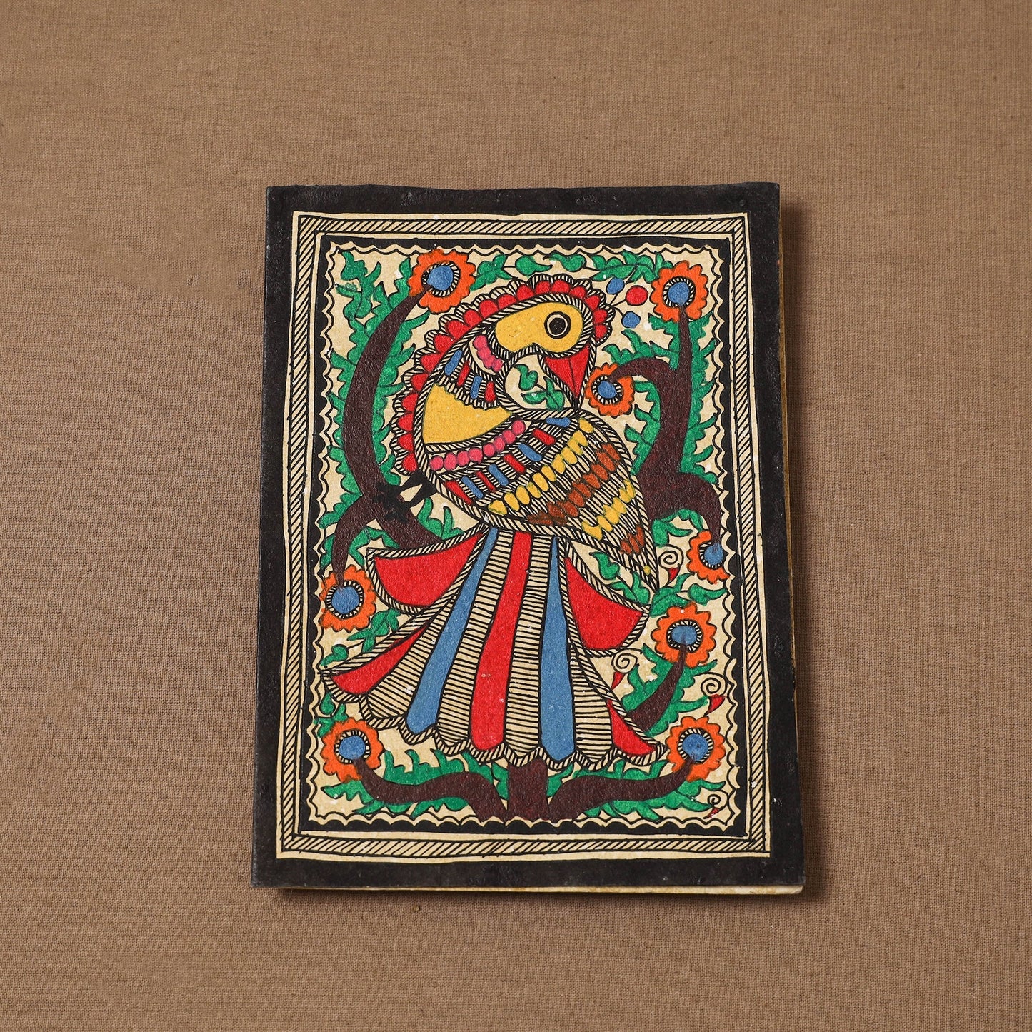 Handpainted madhubani painting by hira devi (7 x 5 in) 188