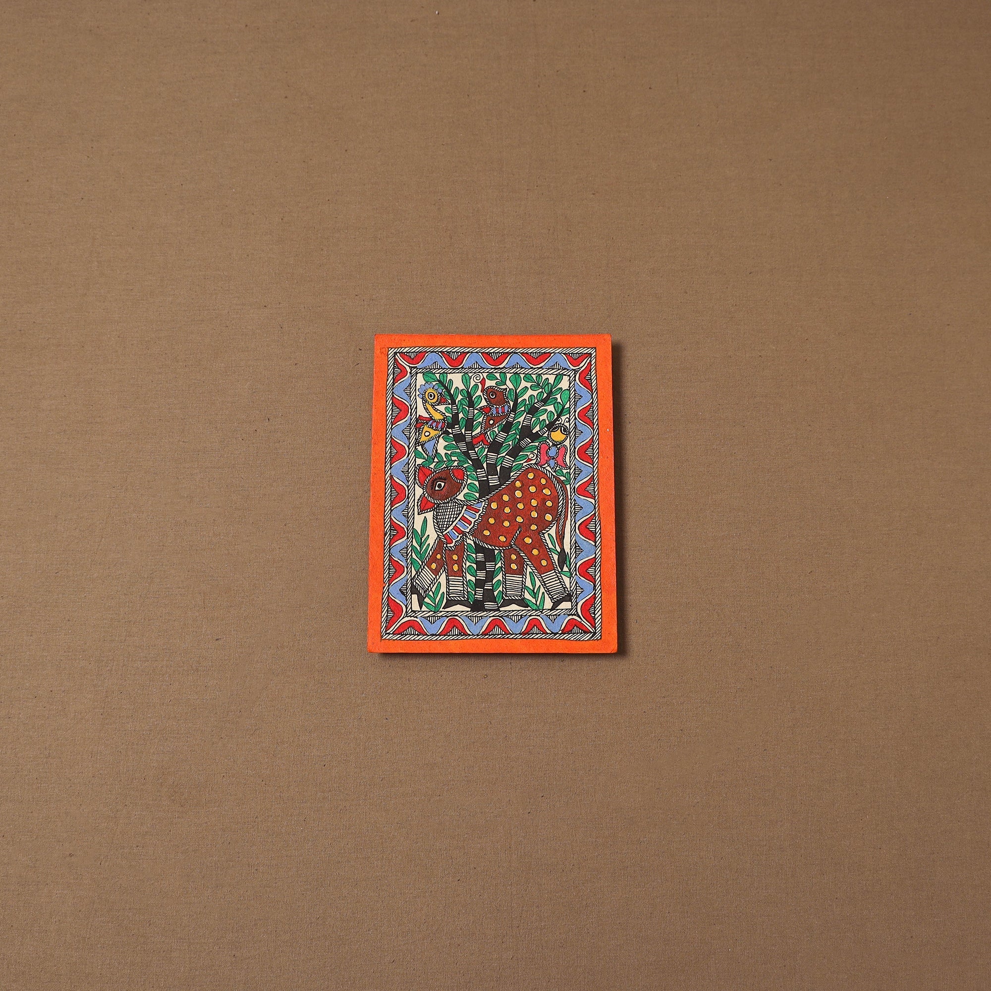 Handpainted madhubani painting by hira devi (7 x 5 in) 189