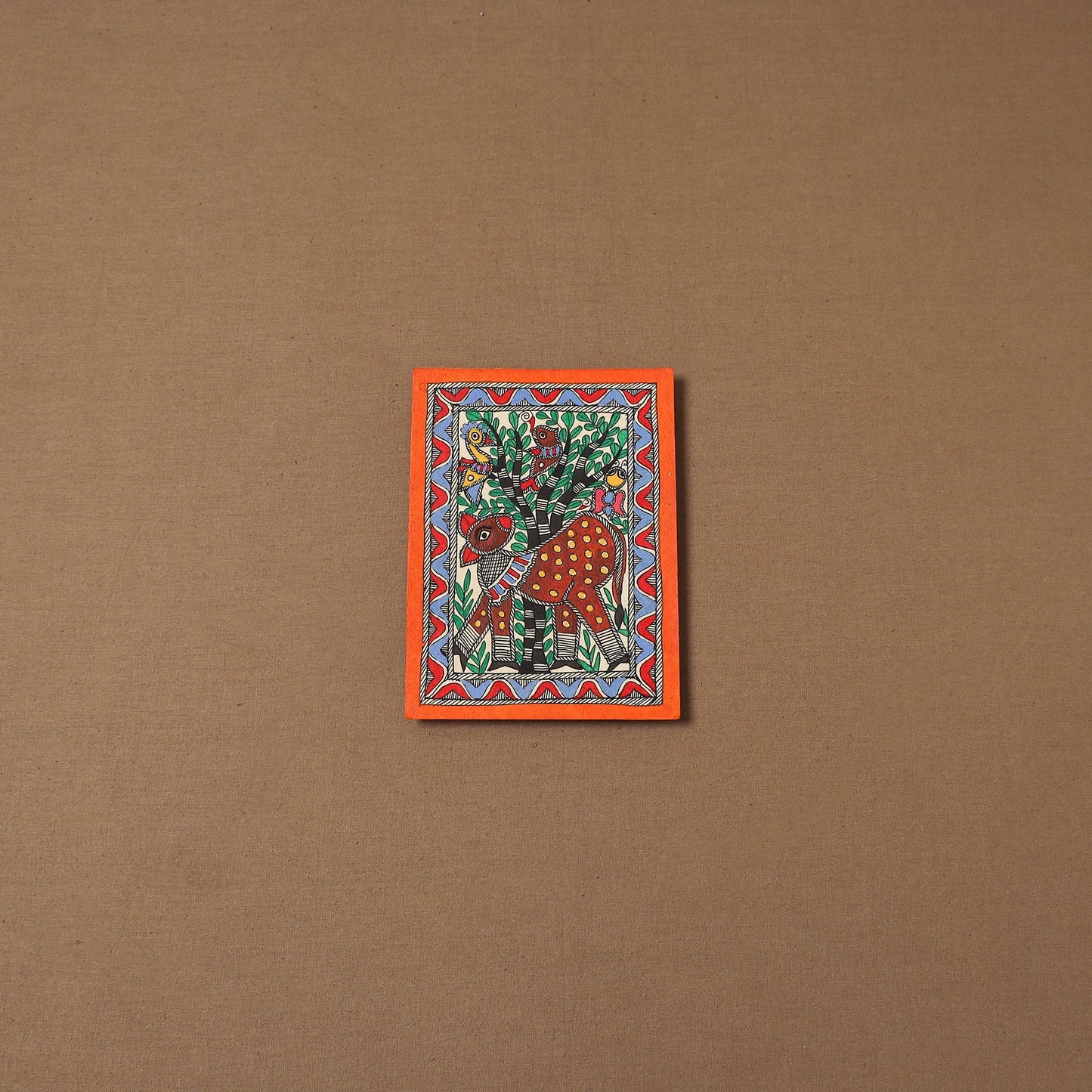 Handpainted madhubani painting by hira devi (7 x 5 in) 189