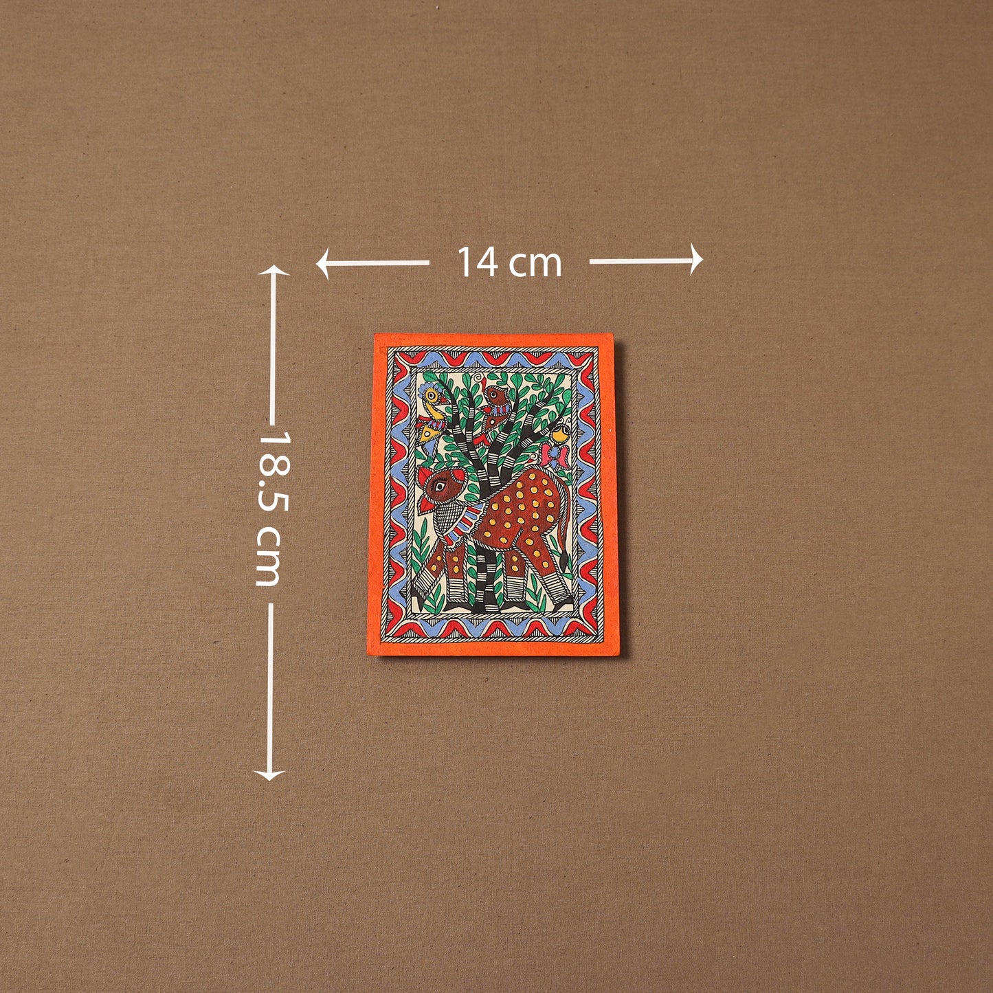 Handpainted madhubani painting by hira devi (7 x 5 in) 189