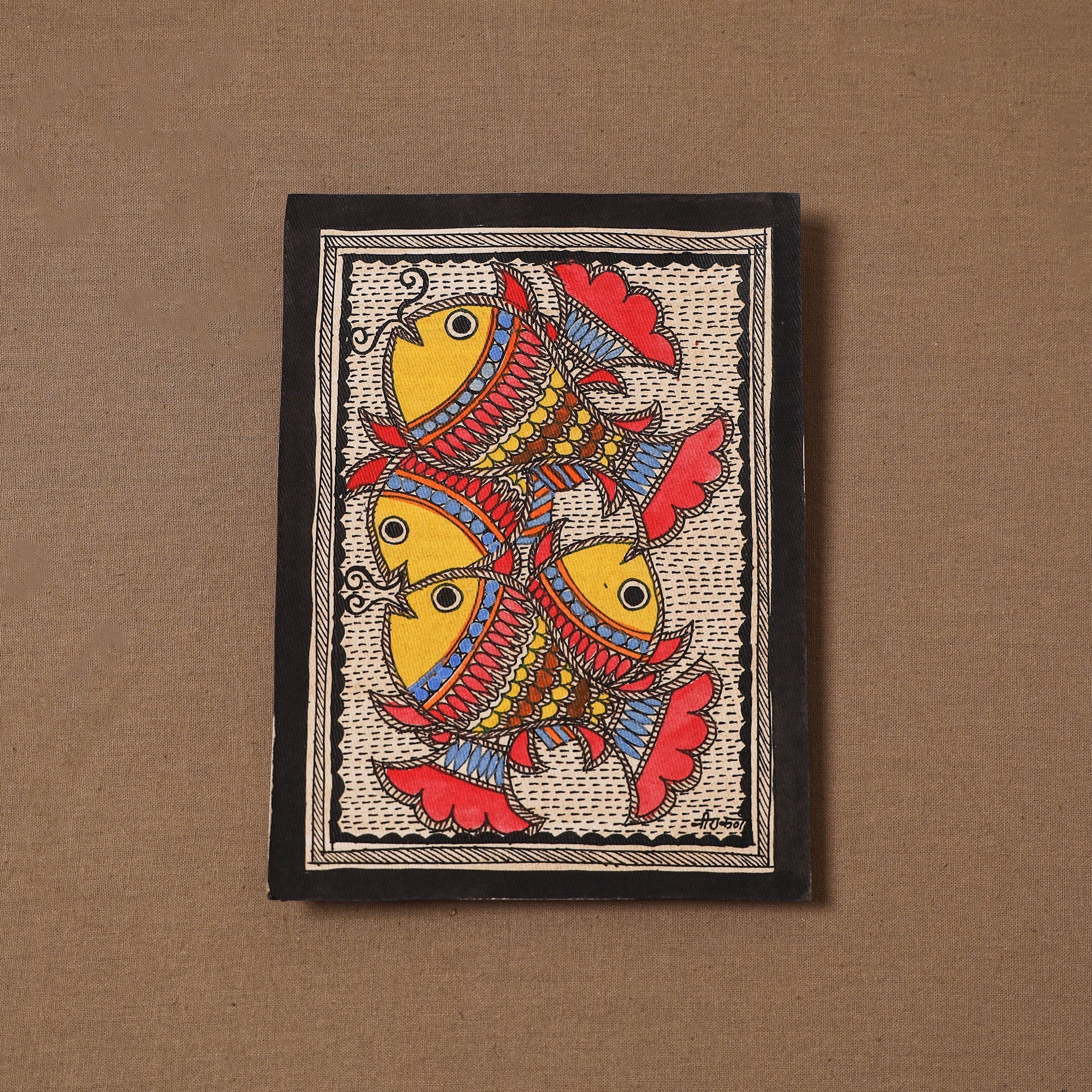 Handpainted madhubani painting by hira devi (7 x 5 in) 192
