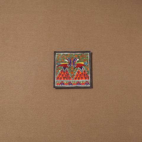 Handpainted madhubani painting by hira devi (7 x 7 in) 159