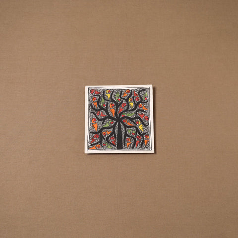 Handpainted madhubani painting by hira devi (7 x 7 in) 160