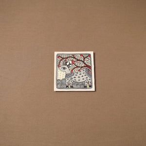 Handpainted madhubani painting by hira devi (7 x 7 in) 161