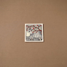 Handpainted madhubani painting by hira devi (7 x 7 in) 161