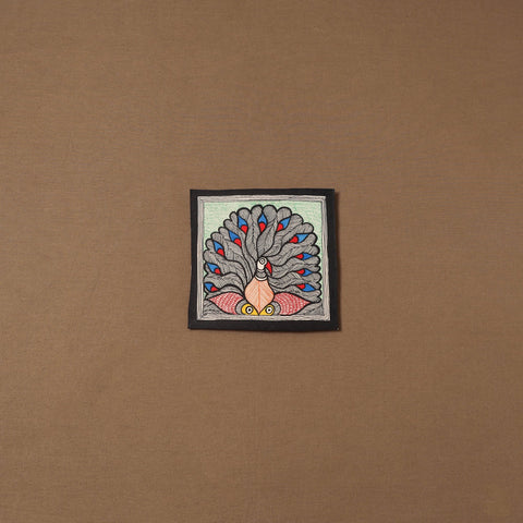 Handpainted madhubani painting by hira devi (7 x 7 in) 163