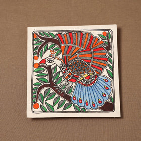 Handpainted madhubani painting by hira devi (7 x 7 in) 167