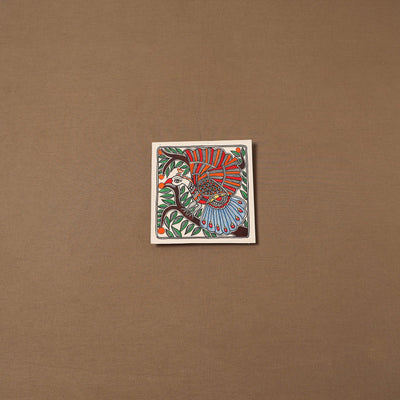 Handpainted madhubani painting by hira devi (7 x 7 in) 167