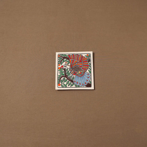 Handpainted madhubani painting by hira devi (7 x 7 in) 167