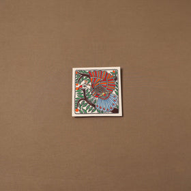 Handpainted madhubani painting by hira devi (7 x 7 in) 167