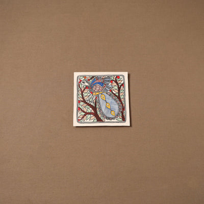 Handpainted madhubani painting by hira devi (7 x 7 in) 169