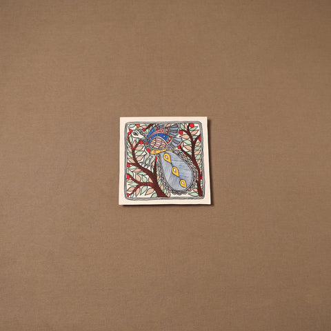 Handpainted madhubani painting by hira devi (7 x 7 in) 169