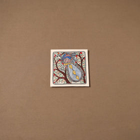 Handpainted madhubani painting by hira devi (7 x 7 in) 169