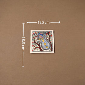 Handpainted madhubani painting by hira devi (7 x 7 in) 169