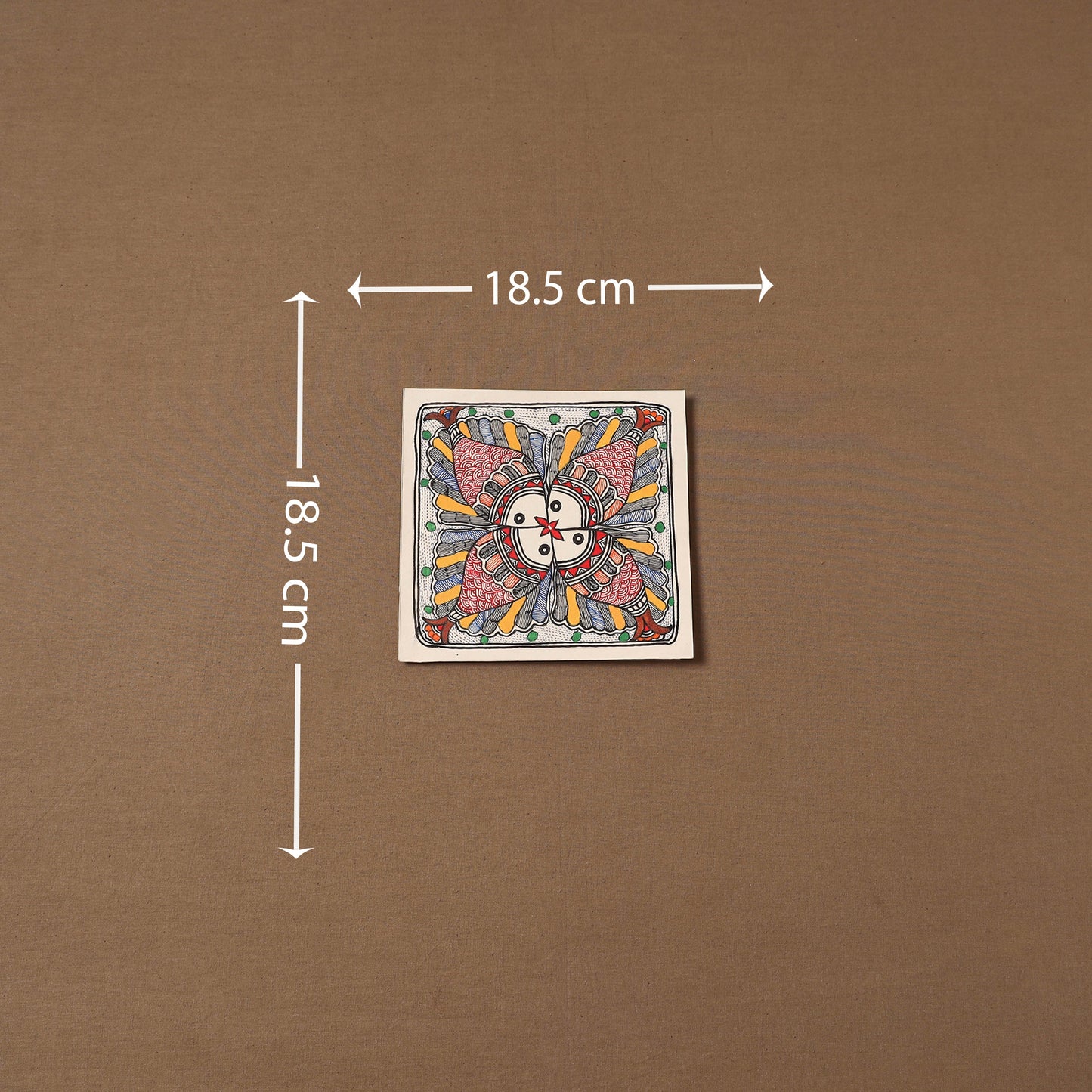 Handpainted madhubani painting by hira devi (7 x 7 in) 170