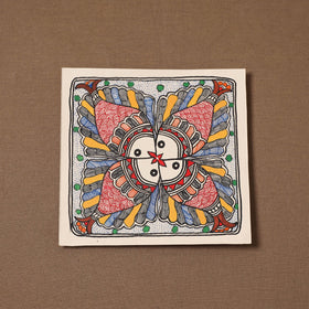 Handpainted madhubani painting by hira devi (7 x 7 in) 170