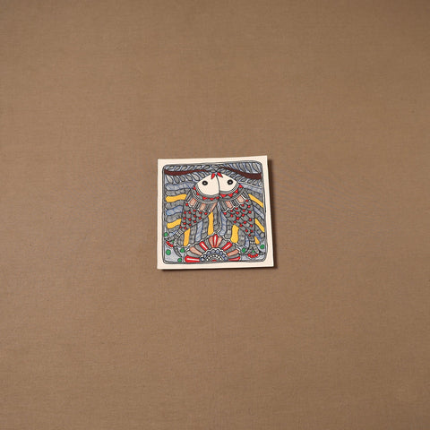 Handpainted madhubani painting by hira devi (7 x 7 in) 171