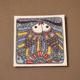 Handpainted madhubani painting by hira devi (7 x 7 in) 171