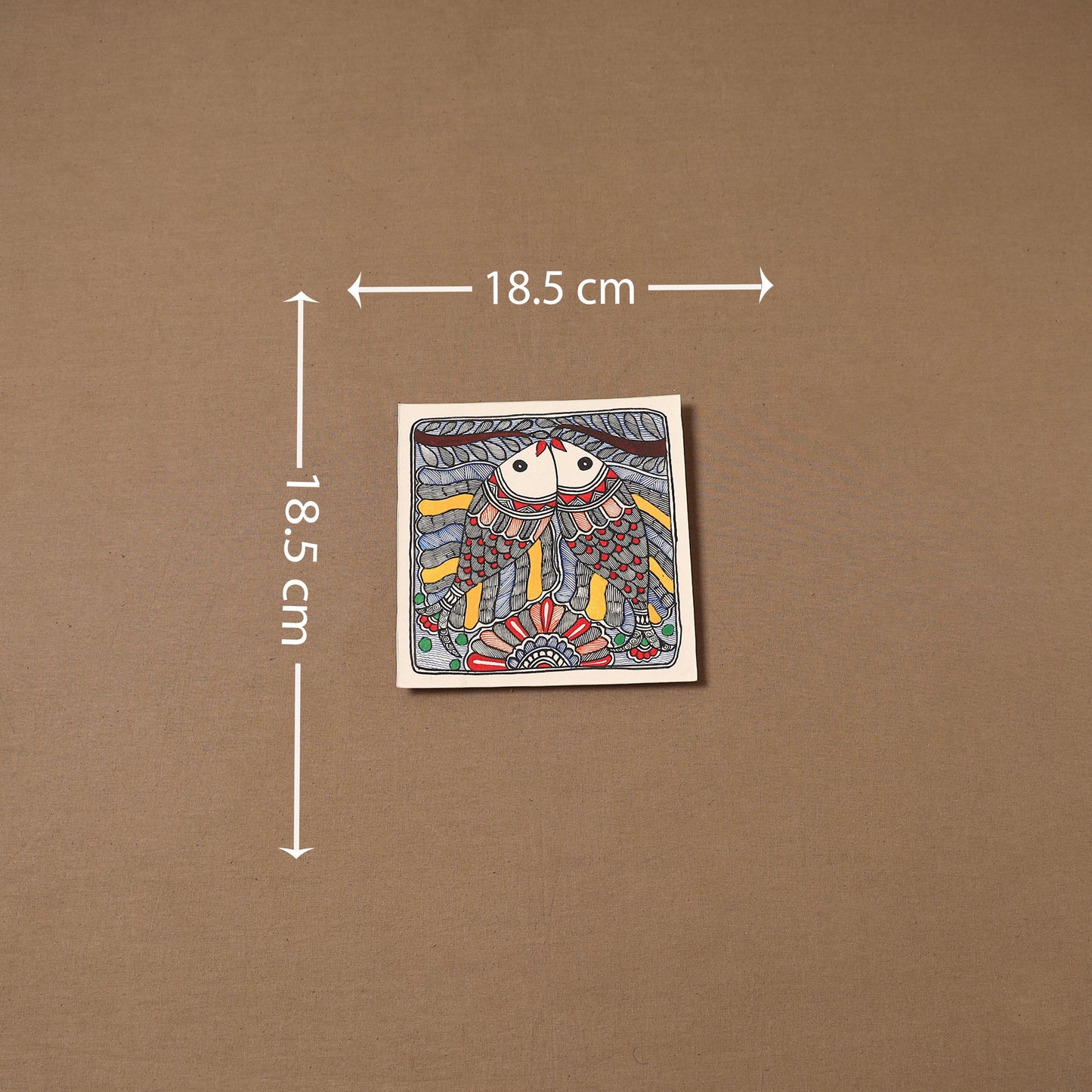 Handpainted madhubani painting by hira devi (7 x 7 in) 171