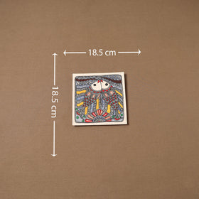 Handpainted madhubani painting by hira devi (7 x 7 in) 171