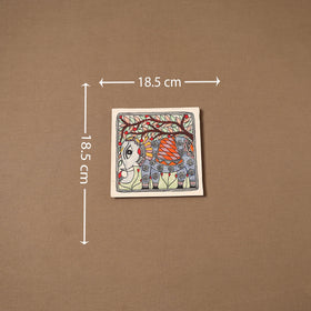 Handpainted madhubani painting by hira devi (7 x 7 in) 172