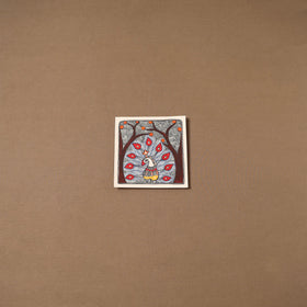 Handpainted madhubani painting by hira devi (7 x 7 in) 173