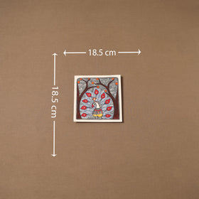 Handpainted madhubani painting by hira devi (7 x 7 in) 173