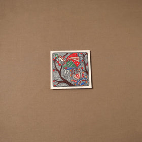 Handpainted madhubani painting by hira devi (7 x 7 in) 174