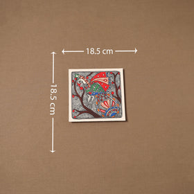 Handpainted madhubani painting by hira devi (7 x 7 in) 174